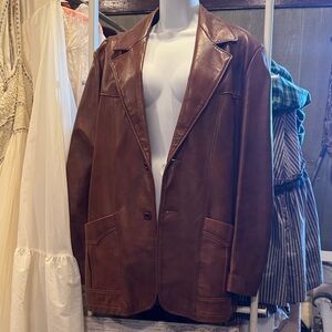 Vintage Reed Sportswear Camel Brown Leather Blazer